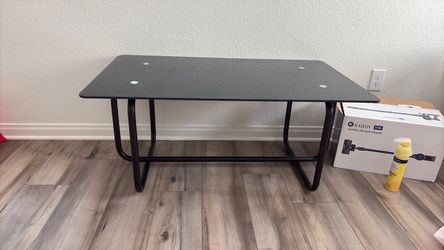 Black Glass Top Coffee Table with Metal Frame