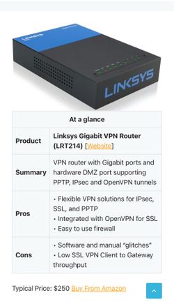 Linksys LRT214 Gigabit VPN Business Router (2 Available)