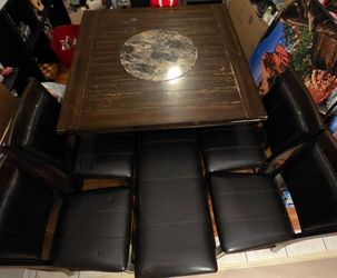 Lazy Susan Dining Table Set with 6 Seats