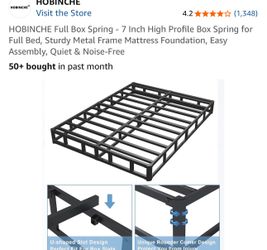 New full size black metal bed frame
