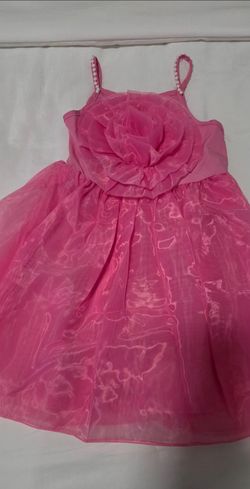 Pink Organza Dress with Pearl Straps
