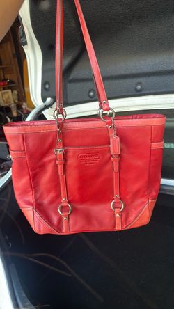 Coach Leather Tote Bag Red