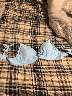 Light Blue Ribbed Bikini Top
