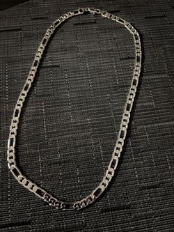 24" Sterling Silver Figaro Necklace-NEW