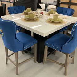 $599 5Pk Marble Counter Height Set
