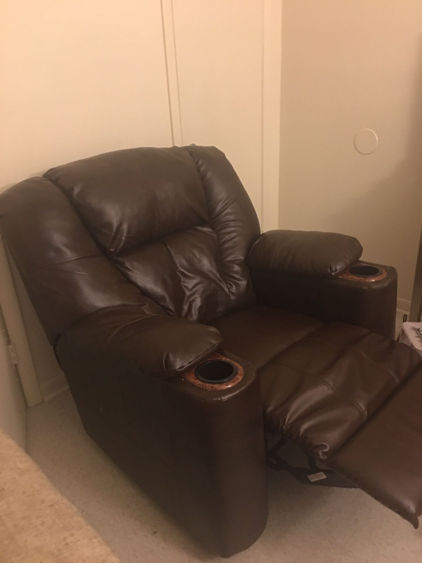 Oversized Recliner (Brown Leather)