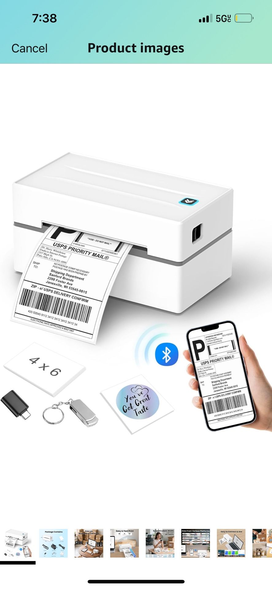 Bluetooth Thermal Label Printer, Wireless 4x6 Shipping Label Printers for Small Business, Compatible with Android&iOS and Windows, Address Label Print