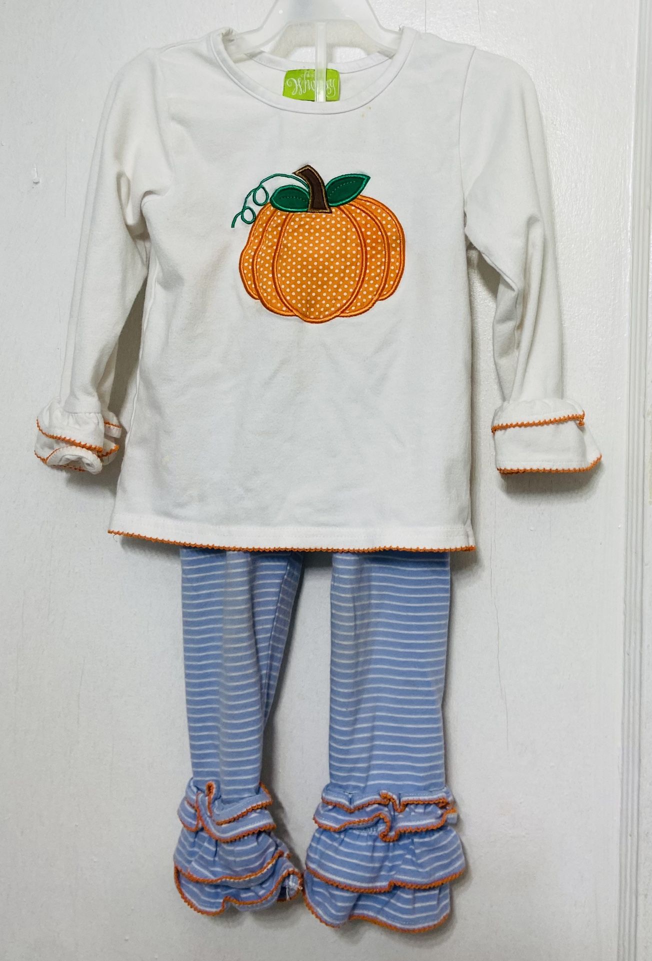 Whimsy 2T Pumpkin Blue Stripe Pant Set