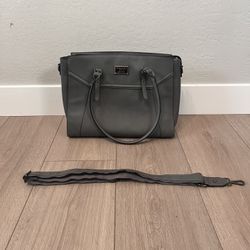 BRAND NEW- 17 inch Gray Women Laptop Tote Bag With Multiple Compartments and Adjustable Handles