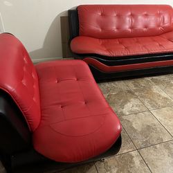 *** Leather Sofas Red/Black ***
