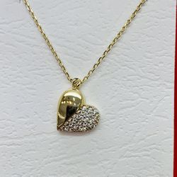 14k Soild Gold Chain With Heart Pendant 