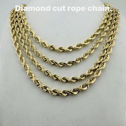 14K 7mm full size 24in-26in diamond cut rope chain. Brand new.