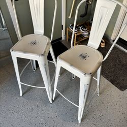 Bar Stools 30” Seat Height (2) White Rustic 