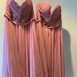 2-Bridesmaids/Prom Strapless Dresses  -Pink/Mauve 