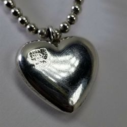 Women's Sterling Silver 925 Necklace w/ Heart Charm & Purple Beads #80992