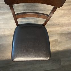 4x Wooden/leather Table Or Bar Chairs
