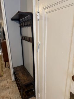 Industrial Entryway Hall Tree with Bench
