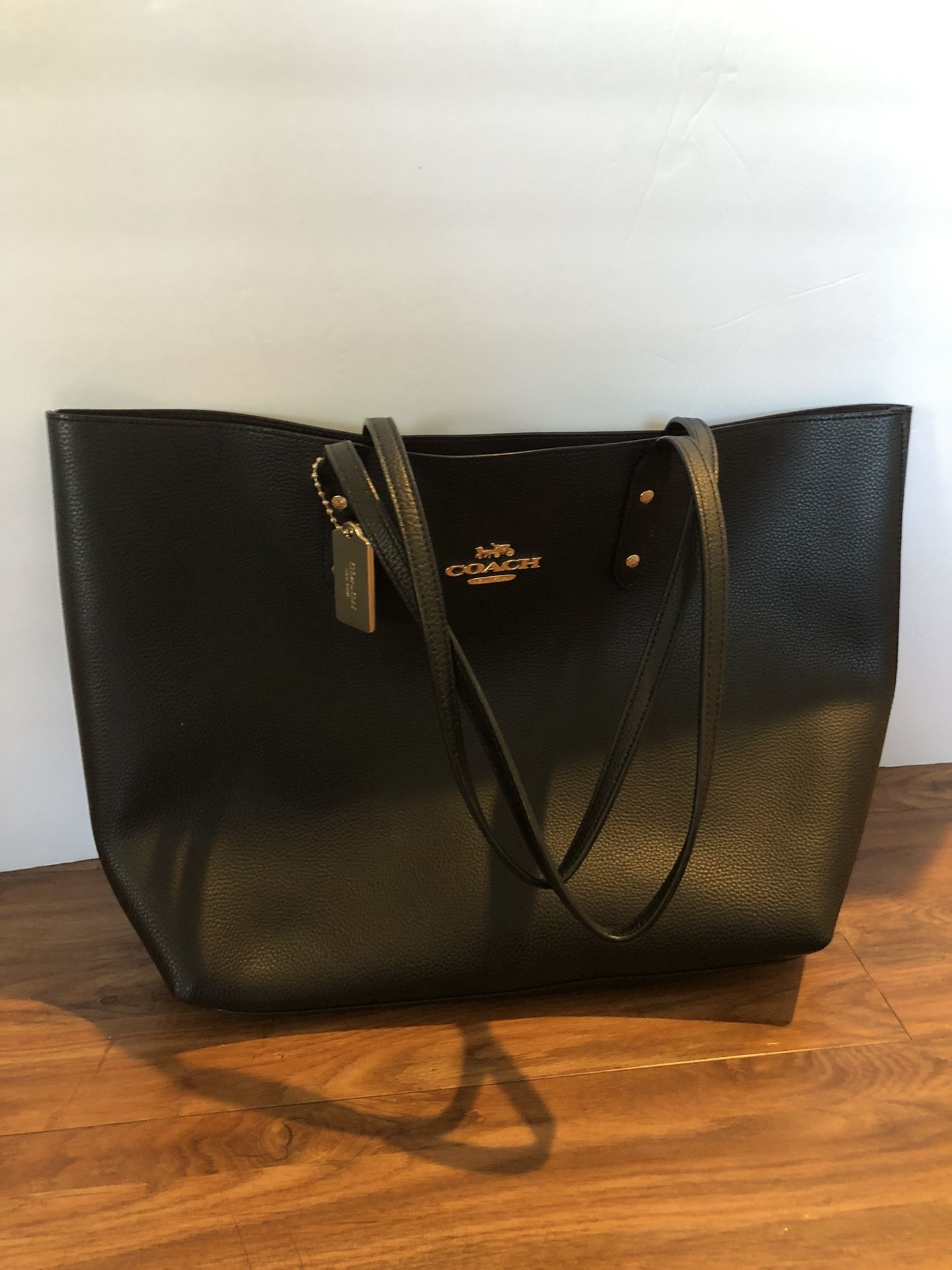 COACH Leather Tote Bag Shoulder Bag Black