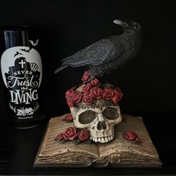 Raven On Skull Decor