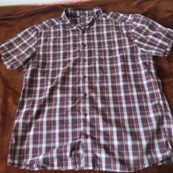 Arc'teryx Brohm Maroon Plaid Chest Pocket Short Sleeve Men's Shirt Size 2XL