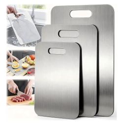 3-Piece Stainless Steel Cutting Boards, Space Saving & Easy Clean