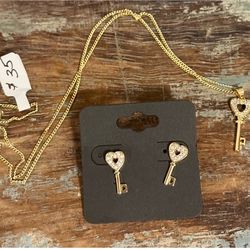 Necklace Set with Key Pendant Brazilian gold filled