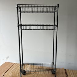 Slim Storage Wheels Next To Fridge And Counter Space 