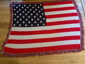 American Flag Woven Throw Blanket with Fringe