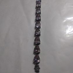 Silver Bracelet With Purple Spinel Pear Cut Lent 7 1/4  Used
