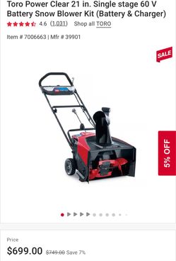 Toro Power Clear 21in 60V Battery Snow Blower
