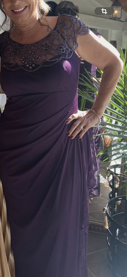 Elegant Wedding Guest Outfit – Purple Dress Size 14 + Shoes Size 9 + Matching Handbag  Conjunto elegante para boda: vestido morado talla 14 + zapatos 