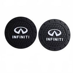 Infiniti Car Cup Holder Coaster Center Console Liner Insert Black Logo Coasters