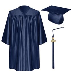 Navy Blue Graduation Cap, Gown & Tassel 