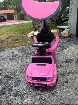 Pink Mercedes toddler push car