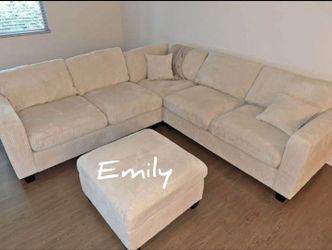 Brand New ‼️ 4-Pc Corduroy Sectional Sofa With Ottoman 
