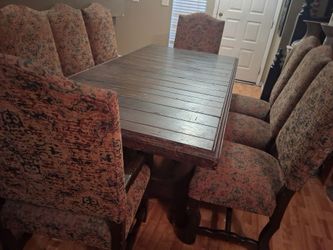 Spanish Style Dining Table 8 Chairs(Rustic)