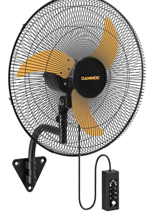 Fan Oscillating, Extended 3.3ft Wired Remote and 6.6ft Power Cord, 3-Speed Industrial Wall Mounted Fan for Commercial, Greenhouse, Garage, Workshop, H