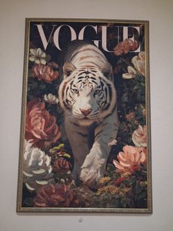 Vogue White Tiger Floral Framed Wall Art
