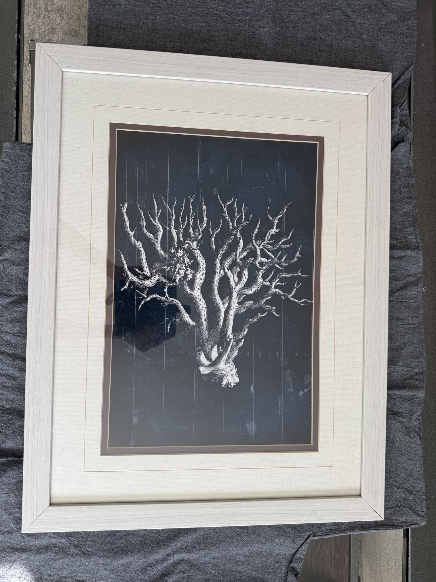 Coral Blue and White wall art 