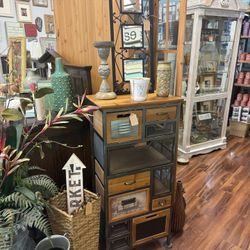 🗄️ Unique Industrial Multi-Drawer Organizer Chest – Metal & Wood Storage Cabinet Shabby Farmhouse