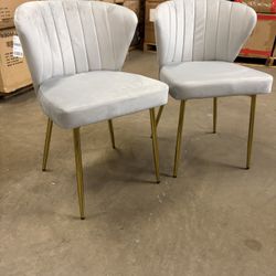 Modern Dining Chairs, Velvet Accent Chair, Living Room Chairs, Set of 2, Upholstered Side Chair with Golden Metal Legs for Dining Room Kitchen Vanity 