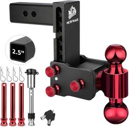 METOWARE Adjustable Trailer Hitch - Aluminum Tow Hitch Fits 2-Inch Receiver - Heavy Duty Drop Hitch with 8-Inch Drop/Rise for Truck (14,000 LBS GTW), 