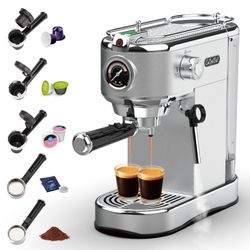 20-Bar Espresso Machine & Coffee Machine – Compatible with Nespresso, Keurig K Cup