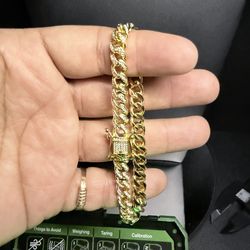 925 Silver Gold Plated Miami Cuban Bracelet