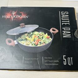Hell's Kitchen Non-Stick 5 Qt Saute Pan w/Glass Lid