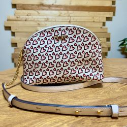Kate Spade New York Morgan Fancy Hearts Pattern Double Zip Dome Crossbody Bag