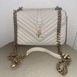 YSL College Medium In Quilted Leather  REAL