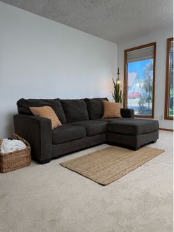 (Free Delivery) Stanton Dark Olive Sectional Sofa with Reversible Chaiset