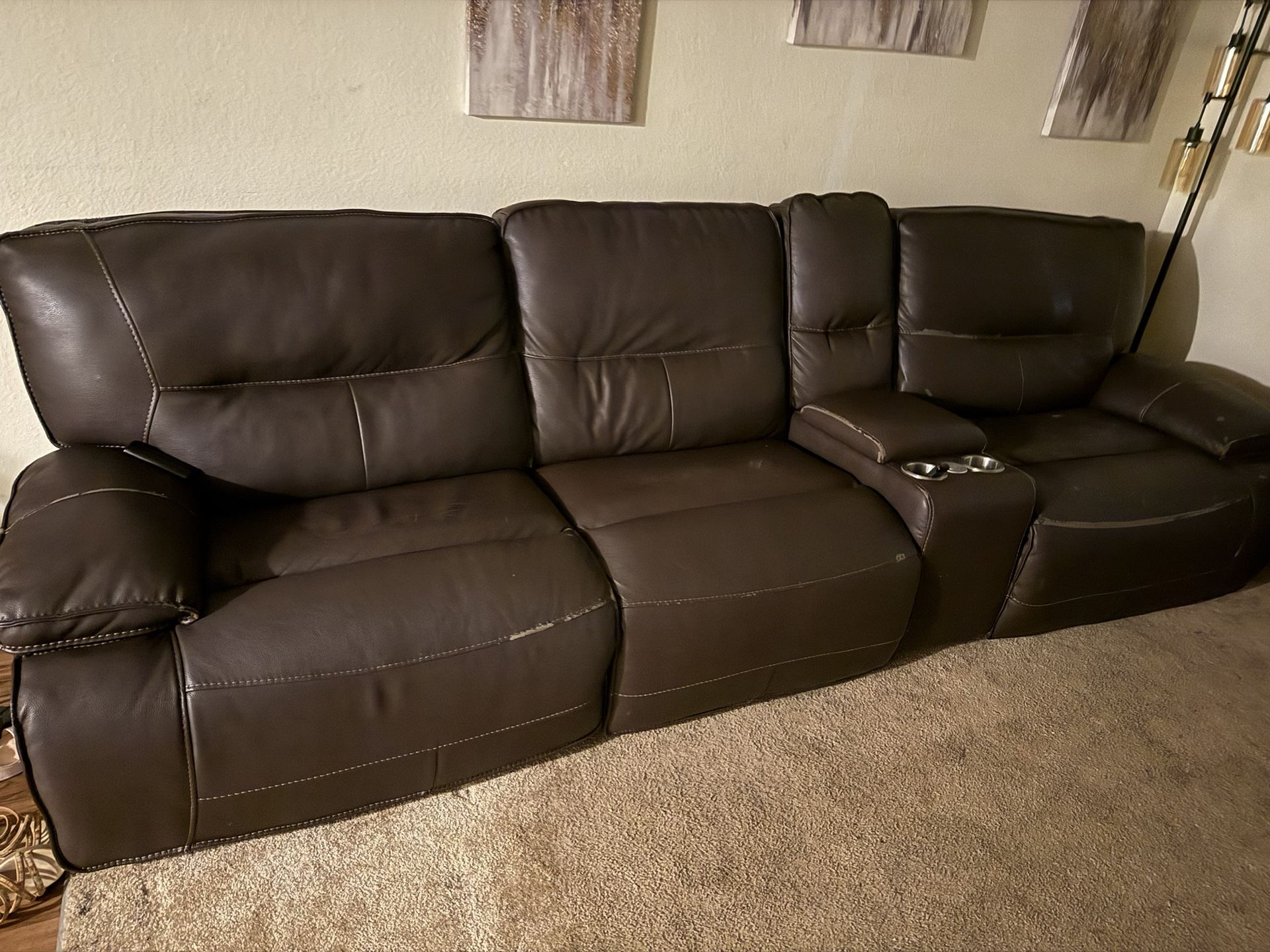 Sofas Two Recliners With Cup Holder And Storage