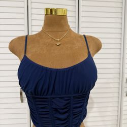 Navy Blue Corset Top